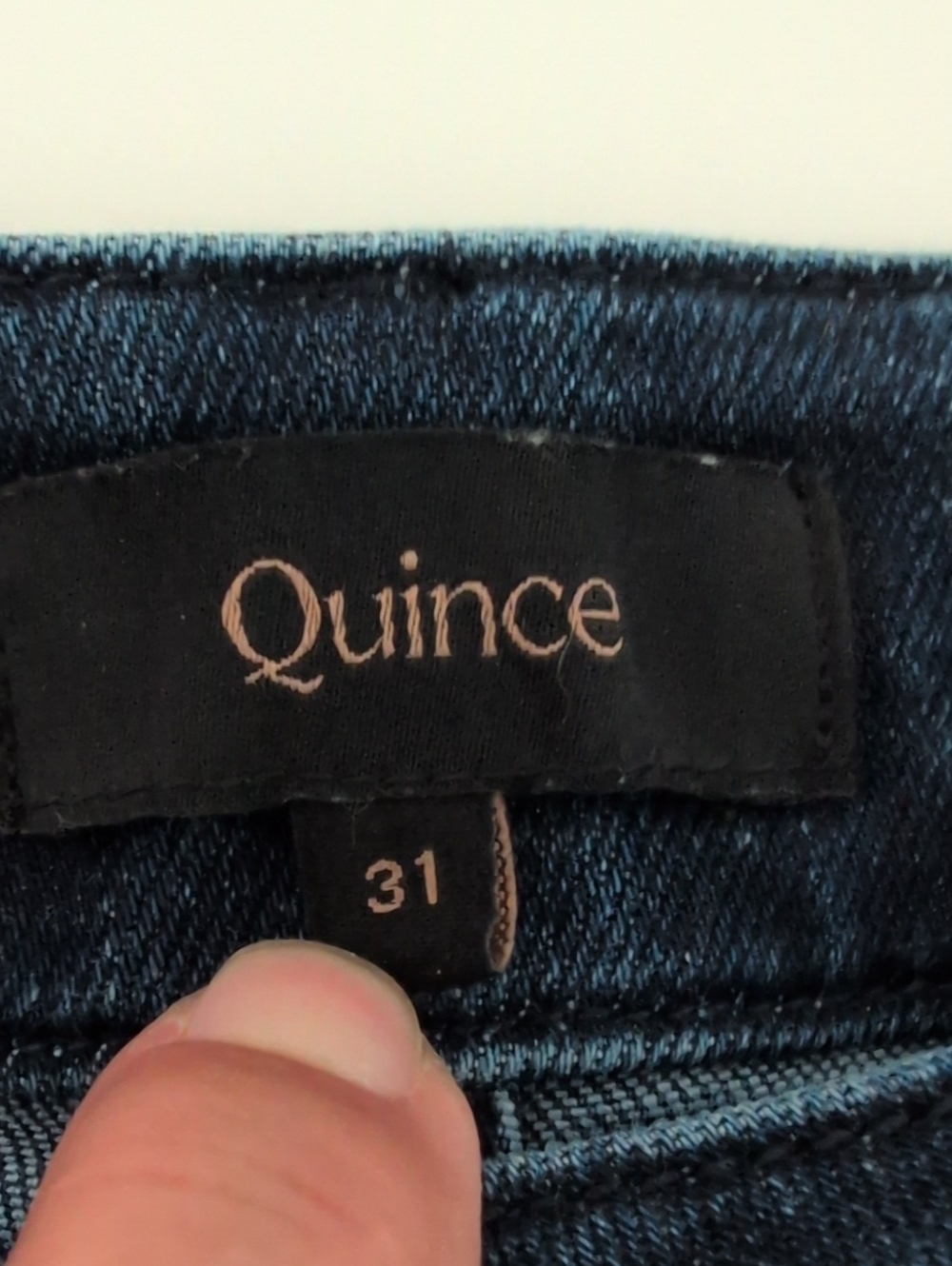 Quince Jeans Stretch High Rise Patch Pocket Wide Leg Size 31, Dark Blue Wash - Picture 10 of 13